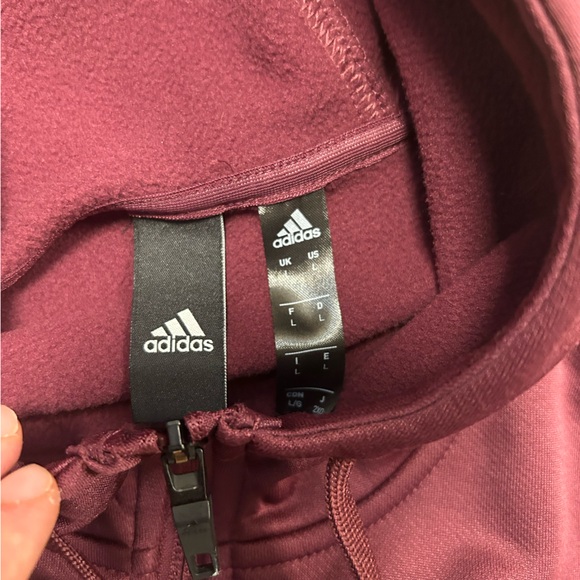 Adidas red hoodie sweatshirt full zip up jacket size larger - Picture 3 of 4